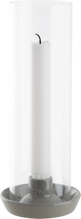 Ljusstake, Stengods med glas - Grå