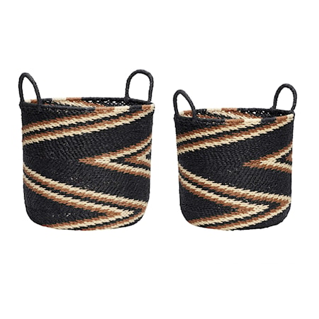 Korgar Rund Svart/Brun/Natur 2 st