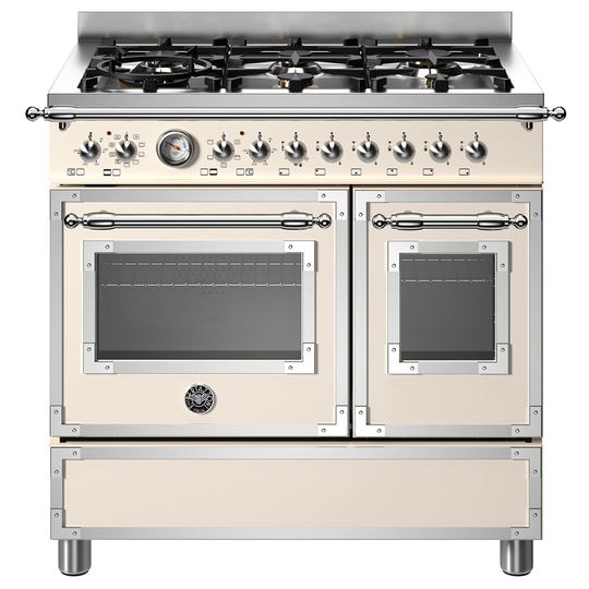 Bertazzoni HER96L2EAVT Heritage gasspis med dubbelugn, 90 cm, cremevit