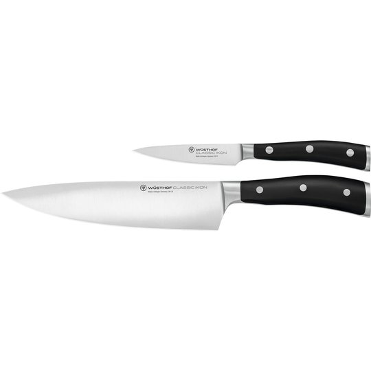 Wüsthof Classic Ikon Knivset 2 delar Svart, Kockkniv + Skalkniv