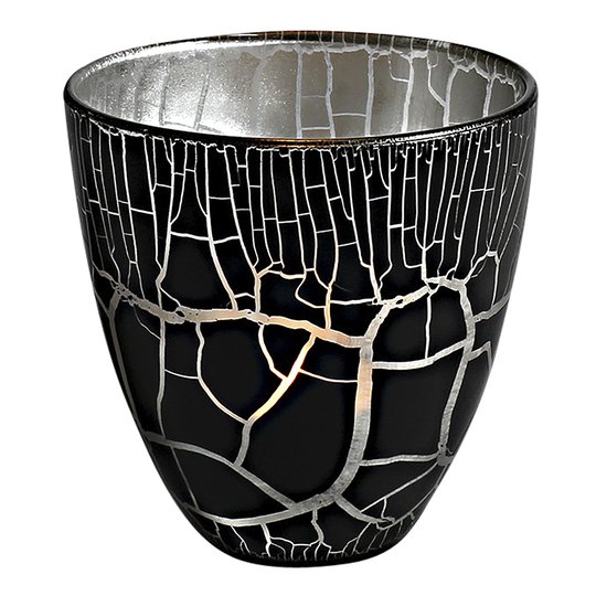 Nybro Crystal - Croco Ljuslykta 10 cm Svart/Silver