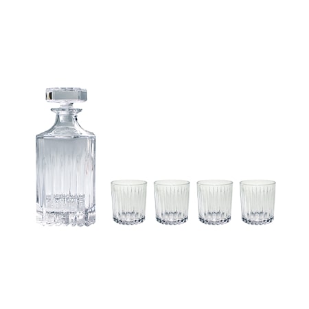 RELIEF Whiskeykaraff med 4 glas Set