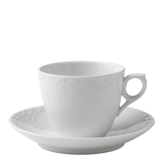Royal Copenhagen - White Fluted Half Lace Kopp och fat 17 cl