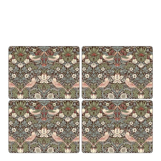 Morris & Co - Strawberry Thief Tablett 30x40 cm 4-pack Brun