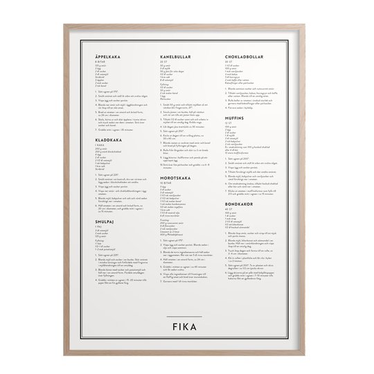 Kunskapstavlan - Poster 30x40 cm Fika