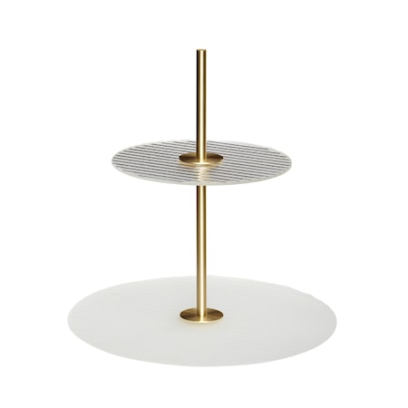 Tårtfat Glas/Metall Frosted/Klar/Mässing