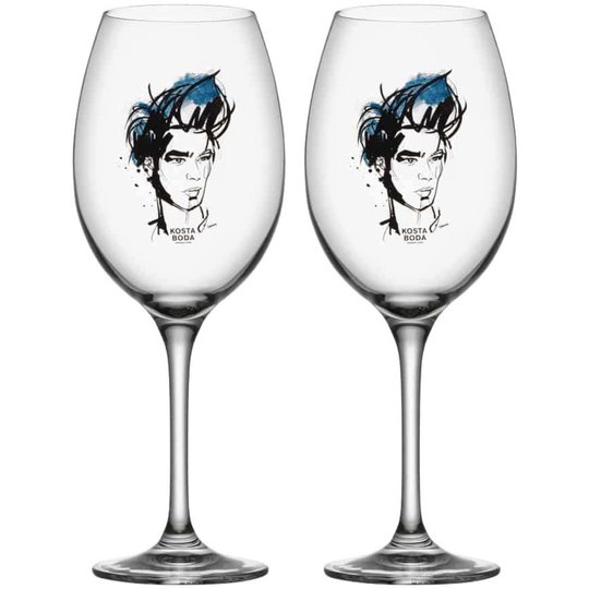Kosta Boda All About You Vinglas/Miss Him Blå 2-Pack