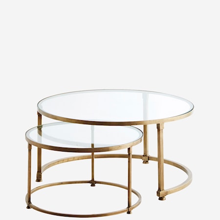 Soffbord Glas/Mässing set med 2