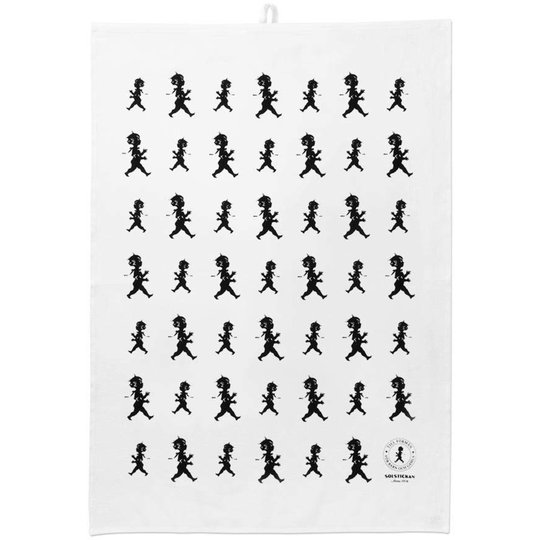 Solstickan Design Kökshandduk Halvlinne 50X70 cm Vit med Svart Rep