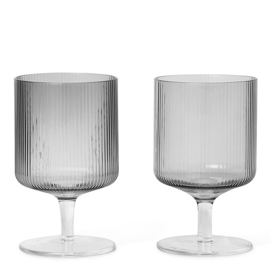 Ferm Living - Ripple Vinglas 27 cl 2-pack Rök