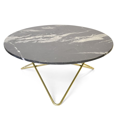 Large O Table Svart Marmor med Mässingram Ø100