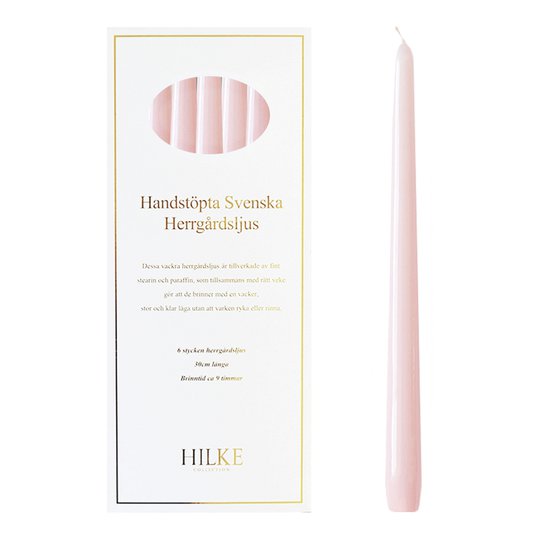 Hilke - Herrgårdsljus 30 cm 6-pack Babyrosa
