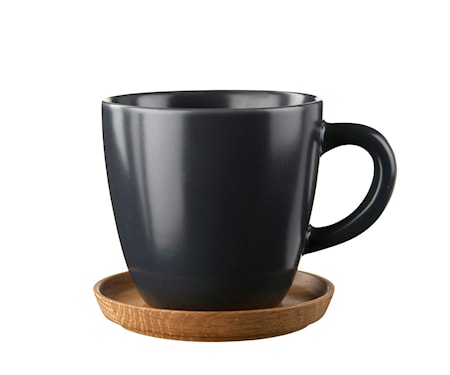 Kaffemugg 33 cl med träfat grafitgrå