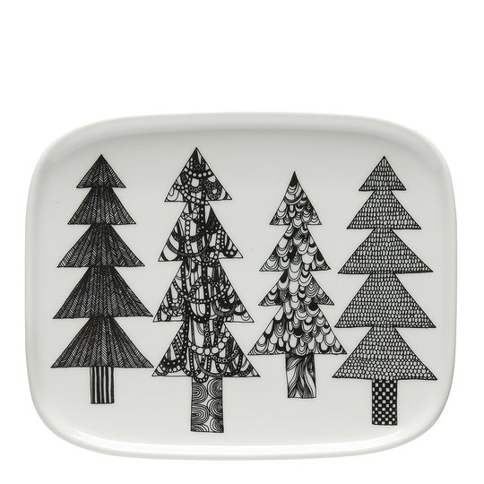 Marimekko - Kuusikossa Tallrik 15xX12 cm Vit/Svart