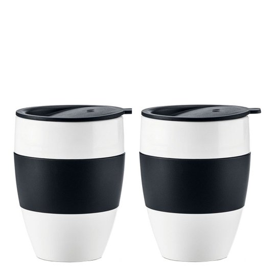 Koziol - Koziol Aroma To Go isolerad Mugg med lock 40 cl 2-pack Svart