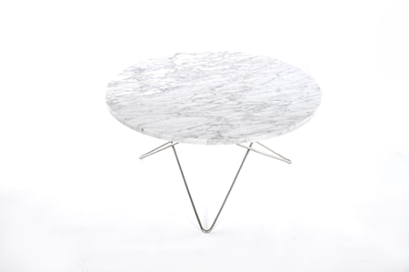 O Table Matbord Rostfritt Stål/Matt Vit Marmor Ø100
