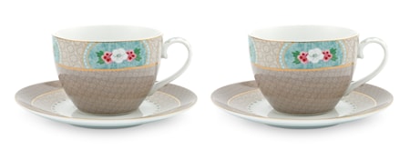 Blushing Birds Kopp med fat Khaki 2-pack