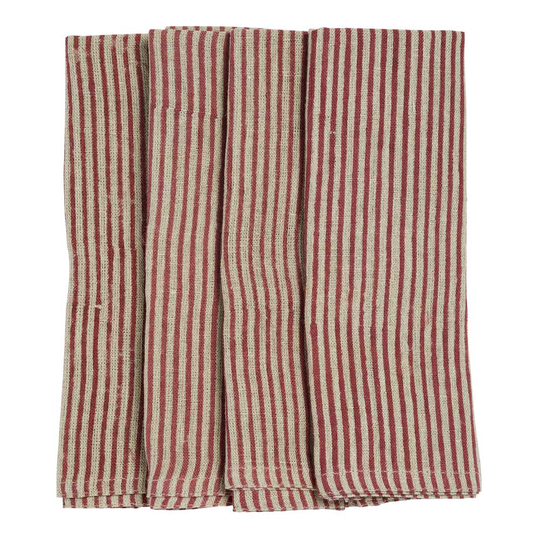 Chamois - Stripe Servett Lin 50x50 cm Röd