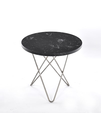 Mini O Table Svart Marmor med Rostfri Stålram Ø40