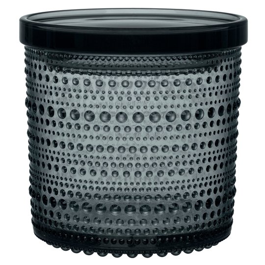 Iittala Kastehelmi burk, 11,6 x 11,4 cm. mörkgrå