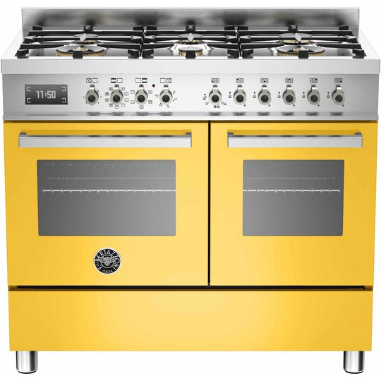 Bertazzoni PRO1006 Gasspis 100 cm, 2 ugnar, 6 brännare, Gul