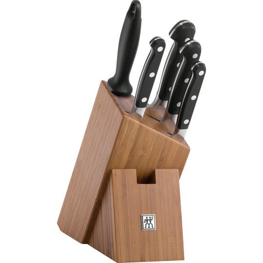 Zwilling Pro Knivblock i Bambu med 4Knivar+Skärpstål