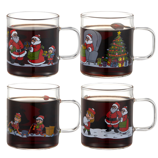 Dorre Santa glöggmugg med tomtenissens familj, 4-pack