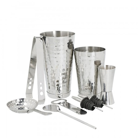 BarCraft Stainless Steel Eight Piece Boston Cocktail Set, Gift Boxed