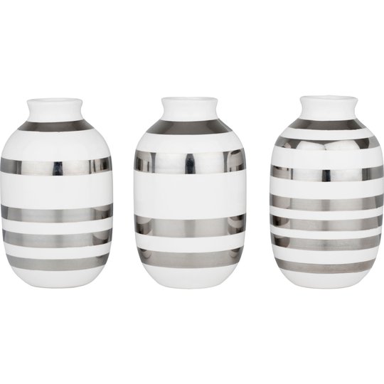 Kähler Omaggio Vas Miniatyr 3-pack 80 mm Silver