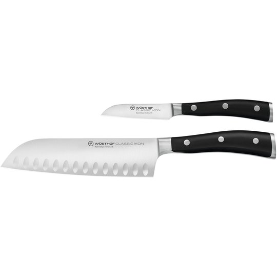 Wüsthof Classic Ikon Knivset 2 delar Svart, Santoku + Skalkniv