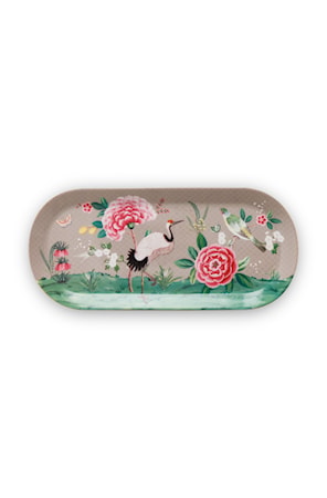 Cake Tray Rectangular Blushing Birds Khaki 33.3x15.5cm