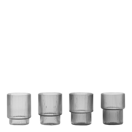 Ferm Living - Ripple Glas 6 cl 4-pack Rök