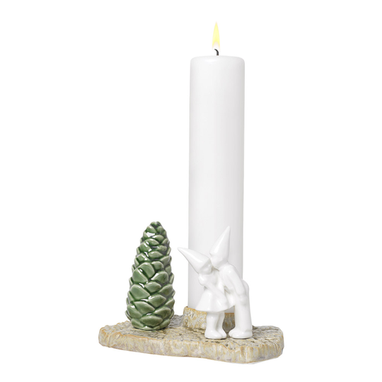 Kähler Design - Christmas Tales Ljusstake Kiss 11,5 cm Vit/Grön