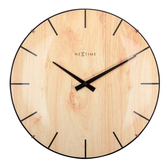 NeXtime - Edge Wood Dome Väggklocka 35 cm Ljusbrun