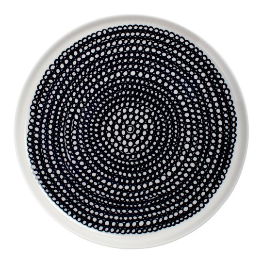 Marimekko - Räsymatto Tallrik flat Svart liten prick 20 cm