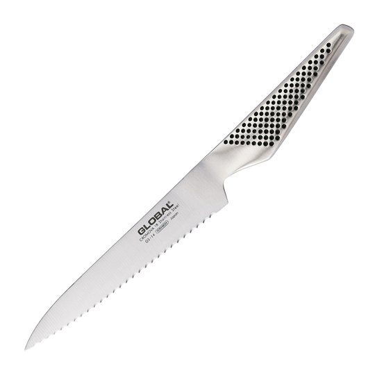 Global - GS-14 Allkniv vågtandad vänsterslipad 15 cm