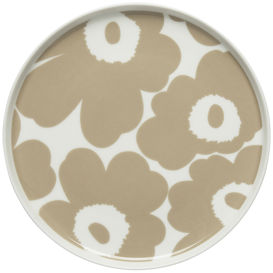 Marimekko Unikko tallrik, 20 cm, vit/beige