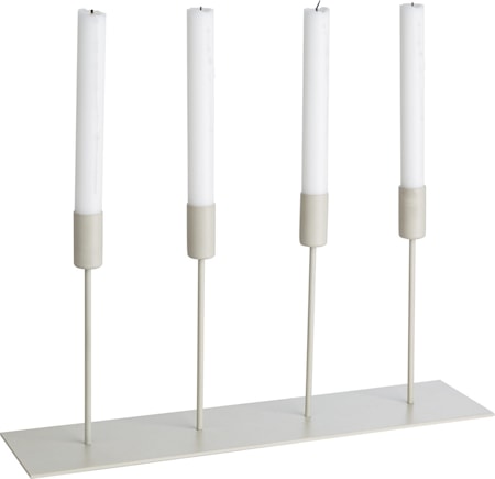Ljusstake 4 Ljus Beige Metall