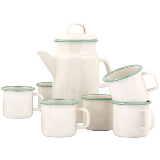 Kockums Jernverk Set med tekanna och mugg 6 st, Creme