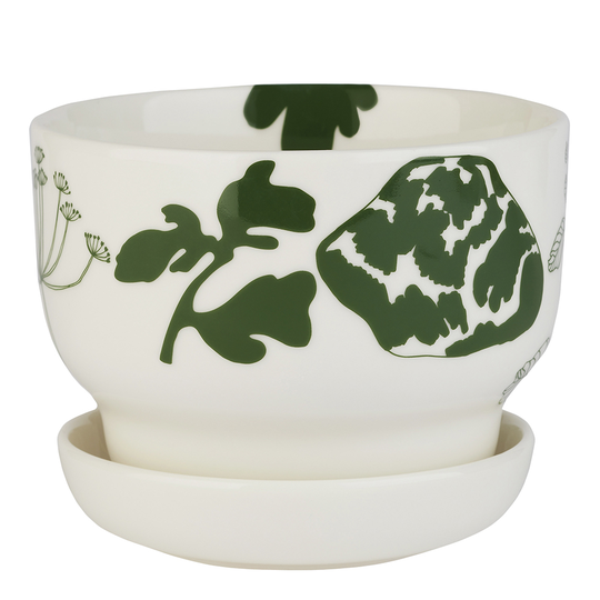 Marimekko - Elokuun Kruka med Fat 13,5x11 cm Vit/Grön