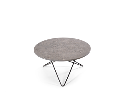 O Table Grå Marmor med Svart Ram Ø80