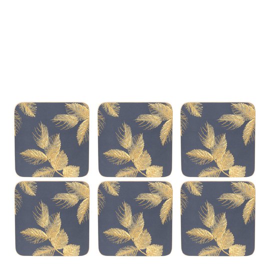 Pimpernel - Etched Leaves Glasunderlägg 6-pack Mörkblå