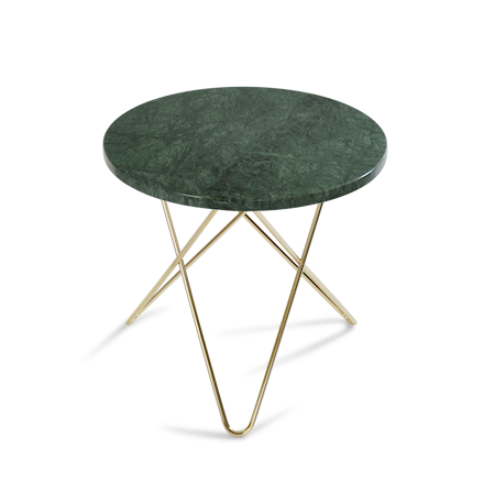 Mini O Sidobord Grön Marmor med Mässingram Ø40