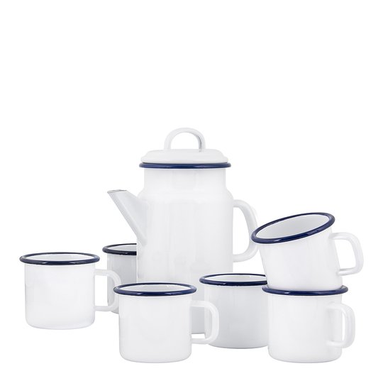 Kockums - Kockums Set Tekanna 2 L/Mugg 37 cl 6-pack Vit