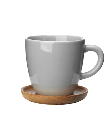 Kaffemugg 33 cl med träfat kiselgrå blank