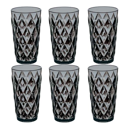Koziol - Koziol Crystal Glas Högt 6-pack Transparent Grå