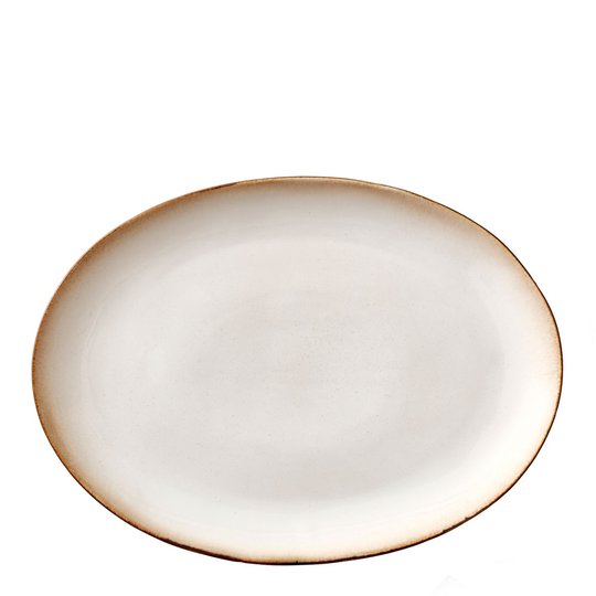 Bitz - Bitz Fat Oval 45x34 cm Grå/Gräddvit