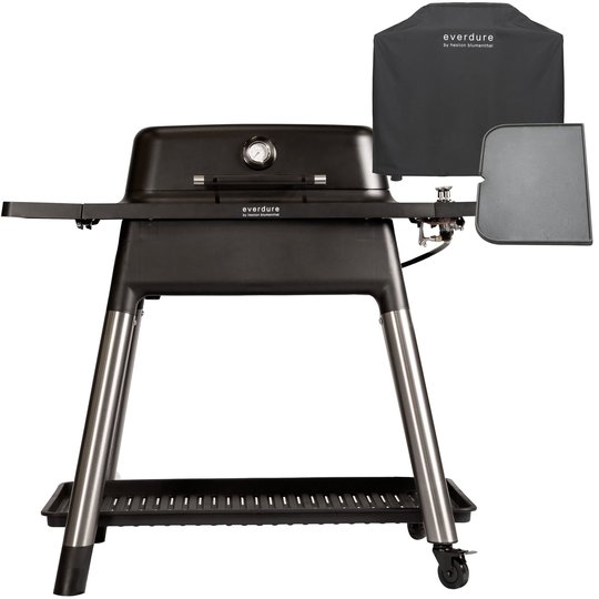 Everdure Force gasolgrill + grillöverdrag & grillplåt svart