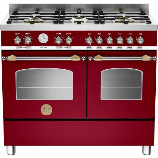 Bertazzoni HER1006 Gasspis 100 cm, 2 ugnar, 6 brännare, Vinröd