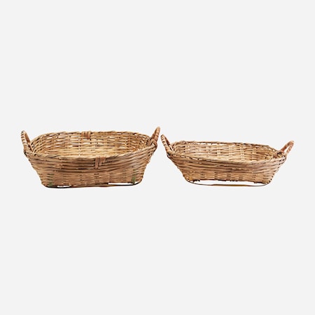 Korgar Set med 2 storlekar Bambu h: 18 cm & h: 14 cm